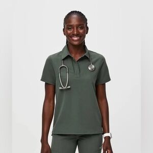 FIGS Moss Nala Polo Scrub Top (Small)